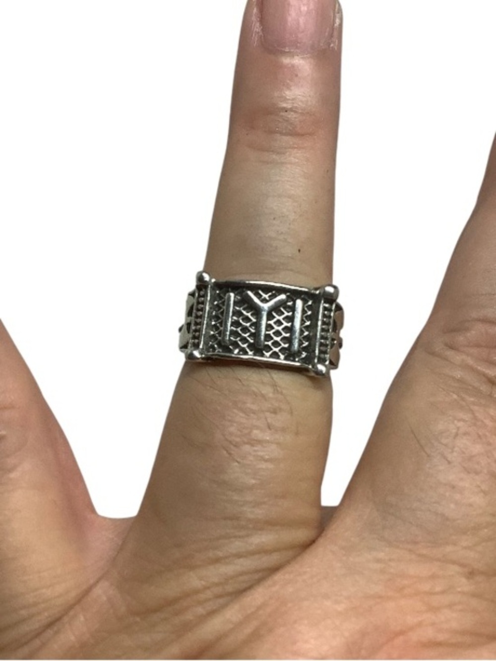 Wide metal Textured unisex Band Ring Size 9
